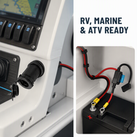 12V 10A Zigarettenanzünder-Verlängerungskabel 16AWG Kupfer PVC-Stromkabel mit Ringkabelschuhen und Sicherung für Marine- und Autobatterieladung