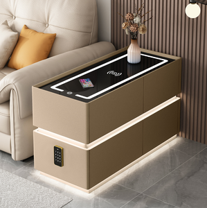 Smart Modern Minimalist Glass Living Room End <strong>Table</strong> <strong>Side</strong> Cabinet Wireless Charging Ambient Lighting Multi-functional <strong>Storage</strong> - Product Image 1