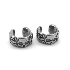 Pendiente de Oreja para Hombre Yuenique, Acero Inoxidable 316L, Resistente al Agua y al Deslustre, Diseño de Calavera, Clip para Cartílago, Estilo Punk Rock, Regalo - Product Image 4