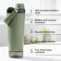 Bouteille d'eau isotherme classique en acier inoxydable de 20 oz, maintien au chaud pendant 6 heures, idéale pour la gym, le fitness, l'entraînement, le camping, shaker écologique