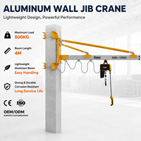 Grue à flèche murale en aluminium de 500 kg, gain de place, avec pompe de levage électrique, moteur, engrenage, commande PLC et poignée de commande suspendue, personnalisable pour la levée