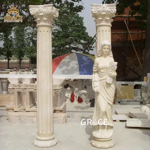 Резная колонна из натурального мрамора ручной работы, колонны из камня для домашнего использования