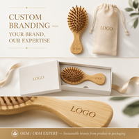Brosse à cheveux en bambou naturel avec logo personnalisé, brosse à cheveux en bois écologique, brosse de massage du cuir chevelu, brosse démêlante professionnelle avec boîte
