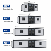 Maison conteneur pliable et extensible, longueur de 2900 mm à 11800 mm, options de panneaux et de planchers sur mesure, maison modulaire préfabriquée