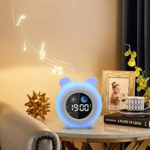 Lampe LED de chevet personnalisée en gros pour enfants, avec haut-parleur, entraîneur de sommeil, réveil intelligent tactile à lumière naturelle et calendrier - Product Image 4
