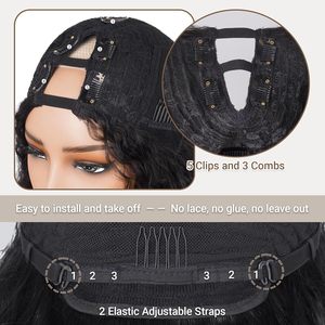 Perruque Afro Bouclée Frisée PREMPO, Partie en <span class=keywords><strong>V</strong></span>, Densité 180%, Sans Colle, à Clipser, Boucles Volumineuses, pour Femmes Noires, 24 Pouces # 1B) - Product Image 4