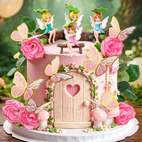 Décorations de gâteau en plastique écologique, durables et adorables, avec motifs champignons, papillons, fleurs de jardin et fées, pour Noël