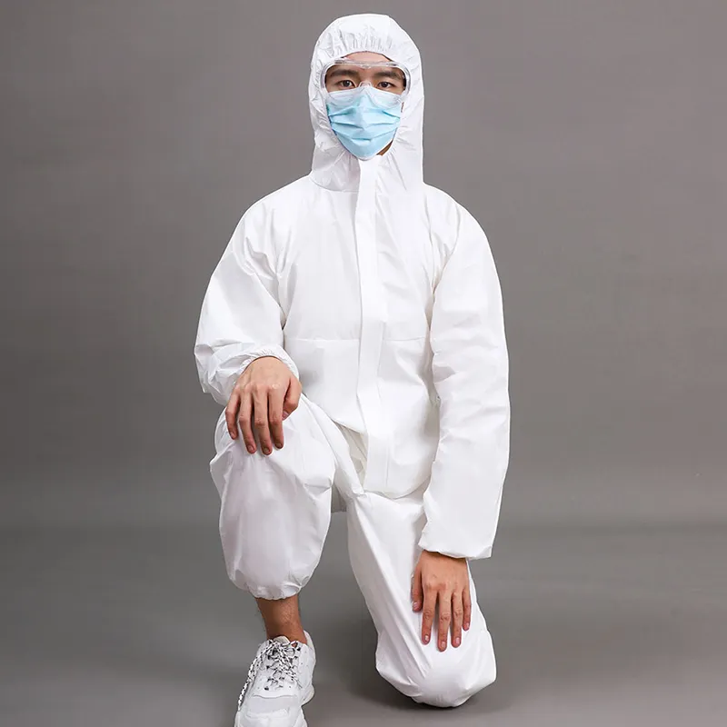 PP Tyvek Dùng Một Lần Chống Bụi Coverall Bảo Vệ Coverall 80X192 Dùng Một Lần Trắng Coverall Cho Sơn 35gsm