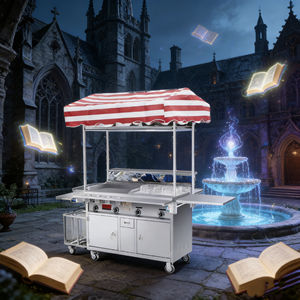 Carrito de Comida de Acero Inoxidable con Parrilla y Calentador Incorporado, 4 Ruedas, Resistente a la Oxidación, Convertible para Venta de Aperitivos, Uso en Exteriores, 2 Años de Garantía - Product Image 4