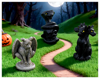 Mini DIY artesanías de resina de Halloween estatuilla de pájaro Castillo de la muerte y fantasma Micro paisaje jardín figuras horribles estilo en miniatura