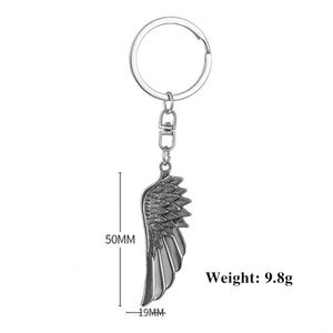 Porte-clés personnalisé rétro en alliage de zinc, style européen et américain, avec pendentif ailes d'ange à plume unique, accessoires de sac, vente en gros - Product Image 5