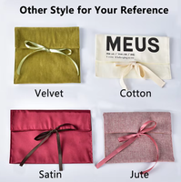 Sac à poussière en coton naturel écologique avec rabat pour vêtements, sac d'emballage personnalisé avec logo imprimé pour chaussures, robes, oreillers, sac enveloppe en lin avec nœud