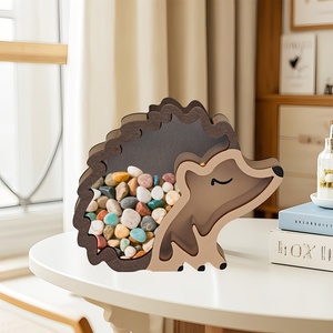 Hucha Infantil de Madera Maciza con Forma de Erizo y Compartimento para Monedas Insertable y Extraíble - Product Image 1
