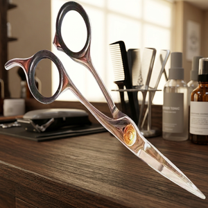 Ciseaux de barbier élégants de marque ASAP, lame en acier au carbone, manche en acier inoxydable, manche long, pour droitiers - Product Image 5