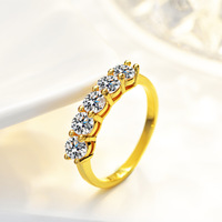 Usine en gros 14K plaqué or Non ternir bijoux Fine mode 925 argent VVS1 GRA Moissanite cinq étoiles rangée anneaux pour les femmes