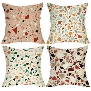 Housse de coussin décorative à motif <span class=keywords><strong>terrazzo</strong></span> coloré, 4 pièces, art moderne minimaliste, décoration extérieure pour porche et maison - Product Image 1