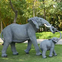 3〜4フィートの樹脂象/グラスファイバーシミュレーションのカスタマイズをサポートアジア象/樹脂金象動物の装飾