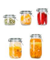 Botella de Vidrio Hermética de 500 ml, 750 ml, 1 L, 1.5 L, 2 L con Tapa de Clip, Frasco de Vidrio Hermético para Conservación de Alimentos