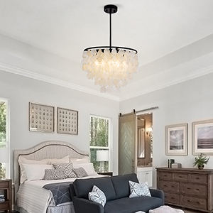 Home Decorative Modern Living Room Hotel Circle Hanging Pendant <b>Light</b> New Design E12 <b>shell</b> chandelier - Product Image 5