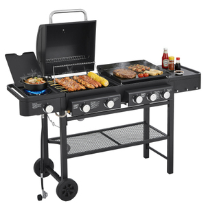 USA Warehouse 2026 Hot Sale Summer <b>BBQ</b> Modern Steel Propane Gas Grill and Bake Combination Oven 5-Burner Piezo Ignition - Product Image 1