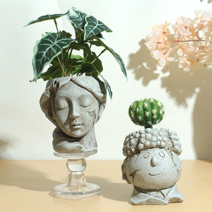 Nordic Resin Flower Pot With Face Design For Indoor Desktop Plant Decoration - Product Image 2