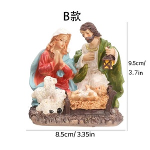 Three-Person Family Statue Resin <b>Craft</b> Handicraft Christmas Decoration Desktop Ornament and Holiday Gift Jesus Figurine - Product Image 4