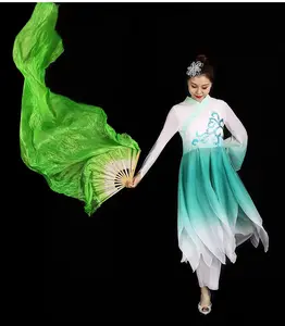 Coloré fait à la main femmes Polyester longs voiles Fans de danse du ventre ventilateurs bambou