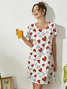 <span class=keywords><strong>Camisones</strong></span> Casuales y Cómodos para Mujer al por Mayor con Lindos Estampados de Corazones de Dibujos Animados para el Verano - Product Image 2