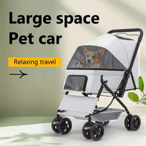 Chariot de voyage pour animaux de compagnie à 4 roues, poussette pour <span class=keywords><strong>chien</strong></span> avec porte-gobelet et <span class=keywords><strong>panier</strong></span> de rangement, poussette pour animaux de compagnie pour chats et chiens de taille moyenne - Product Image 5