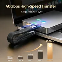 Kabel USB4 Pendek 240W 40Gbps USB C ke USB C, Pengisian Cepat, Transfer Data Tipe C, Kabel Ekstensi Pengisian Daya 8K