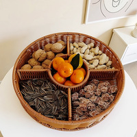 Boîte de rangement pour snacks et bonbons, plateau à fruits et plateau à desserts pour table basse de salon, panier à noix en rotin naturel