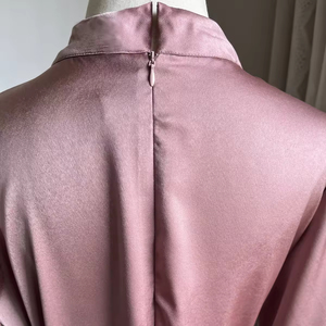 批发奢华2025缎阿巴亚土耳其迪拜设计女性直中庸晚礼服固体伊斯兰服装穆斯林 - Product Image 6