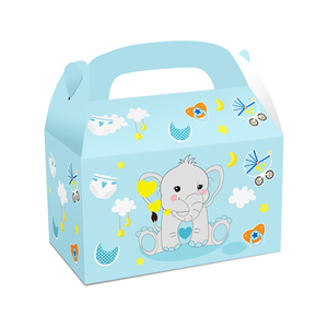 กล่องของขวัญบรรจุภัณฑ์กระดาษแบบกำหนดเองสำหรับขนมไหว้พระจันทร์ ช็อกโกแลต ลูกอม คุกกี้ คัพเค้ก ของปาร์ตี้ช้างสีน้ำเงิน - Product Image 4