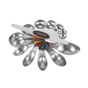 Ustensiles de cuisine, ensemble de 8 cuillères à mesurer magnétiques en acier inoxydable double face avec niveleur pour la pâtisserie, cuillère à mesurer réglable - Product Image 3