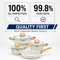 Ensemble de casseroles et poêles de cuisine en aluminium, sans PFOA, de haute qualité, pour cuisinière à induction, en céramique granit, antiadhésif