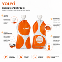 Pochette souple personnalisée en plastique réutilisable de qualité alimentaire avec bec verseur pour lait, gelée, boissons, alimentation bébé, emballage alimentaire en plastique 50ml 100ml 150ml