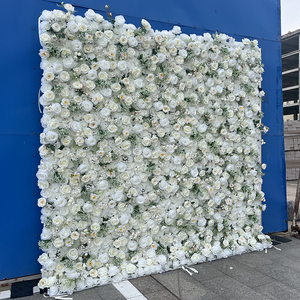Décoration de mariage de luxe, fabrication artisanale, <span class=keywords><strong>vente</strong></span> en gros, panneau de fleurs en feuilles de rose blanche 3D 5D, toile de fond, fleurs artificielles en <span class=keywords><strong>soie</strong></span>, mur de fleurs à vendre - Product Image 4