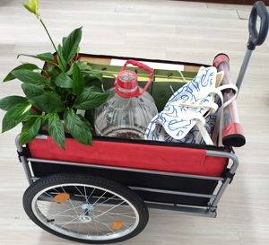 Chariot utilitaire pliable robuste - Chariot de jardin en tissu rouge et noir avec grandes <span class=keywords><strong>roues</strong></span> et poignée télescopique pour le transport en extérieur - Product Image 5