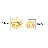 Lot de capuchons de perles en forme de fleur plaqués or 18 carats, vente en gros, 11 mm, 14 mm, entretoises métalliques en forme de lotus, filigrane creux, composants de bijoux pour le bricolage