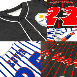 Jersey bisbol kancing sesuai pesanan, sublimasi murah, kaus bisbol bordir kancing penuh - Product Image 2