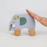 Zhiqu Toys Voiture à traîner en bois Montessori sensorielle éducative unisexe avec animaux amusants pour bébés et tout-petits de 5 à 7 ans, stimulant la marche
