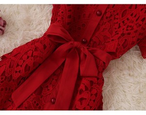 Robe trapèze en dentelle à taille empire pour <span class=keywords><strong>femme</strong></span>, sans manches, avec fente, élégante <span class=keywords><strong>tenue</strong></span> de soirée d'été - Product Image 5