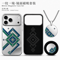 Ensemble d'accessoires pour téléphone tendance avec étui miroir personnalisé, support magnétique et collier en acier inoxydable imprimé