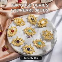 Boucles d'oreilles clous rondes Gaovo tendance en acier inoxydable plaqué or avec pierres naturelles œil porte-bonheur colorées, bijoux de mode pour femmes et jeunes filles