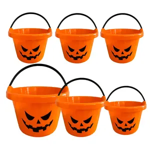 Pumpkin Bucket Halloween Party Decoration Pumpkin Pails Plastic Material Candy Bucket With Handle