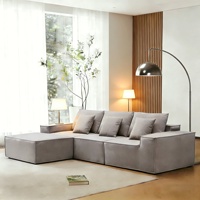 Canapé modulable en velours en forme de L de style italien, garnissage en mousse à mémoire de forme haute densité, design minimaliste pour