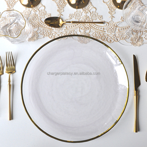 <span class=keywords><strong>Sottopiatti</strong></span> in Vetro con Bordo Dorato da 13 Pollici, Design a Spirale Nera, Personalizzabili per Matrimoni, Compleanni e Decorazioni da Tavola - Product Image 2