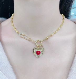 BD-L5383 <span class=keywords><strong>2026</strong></span> Collar con Diseño Único de Sagrado Corazón Rojo, Gargantilla para Mujer, Collar con Colgante de Cruz, Collar Chapado en Oro, Joyería - Product Image 3