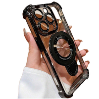 Coque de téléphone magnétique antichute à quatre coins pour iPhone 18 Pro Max 17 16 15, transparente électroplaquée avec protection d'appareil photo