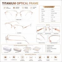 Monturas de Gafas de Titanio de Media Montura Readsun, Diseño Rectangular Moderno y Ligero, Monturas Ópticas Unisex para Adultos